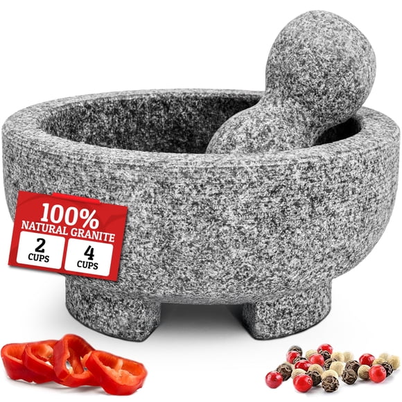 Set de mortero y maja PriorityChef Granite de 15,5 cm, color gris