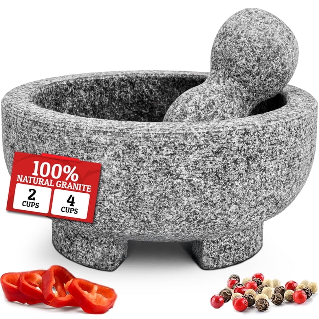 Set de mortero y maja PriorityChef Granite de 15,5 cm, color gris