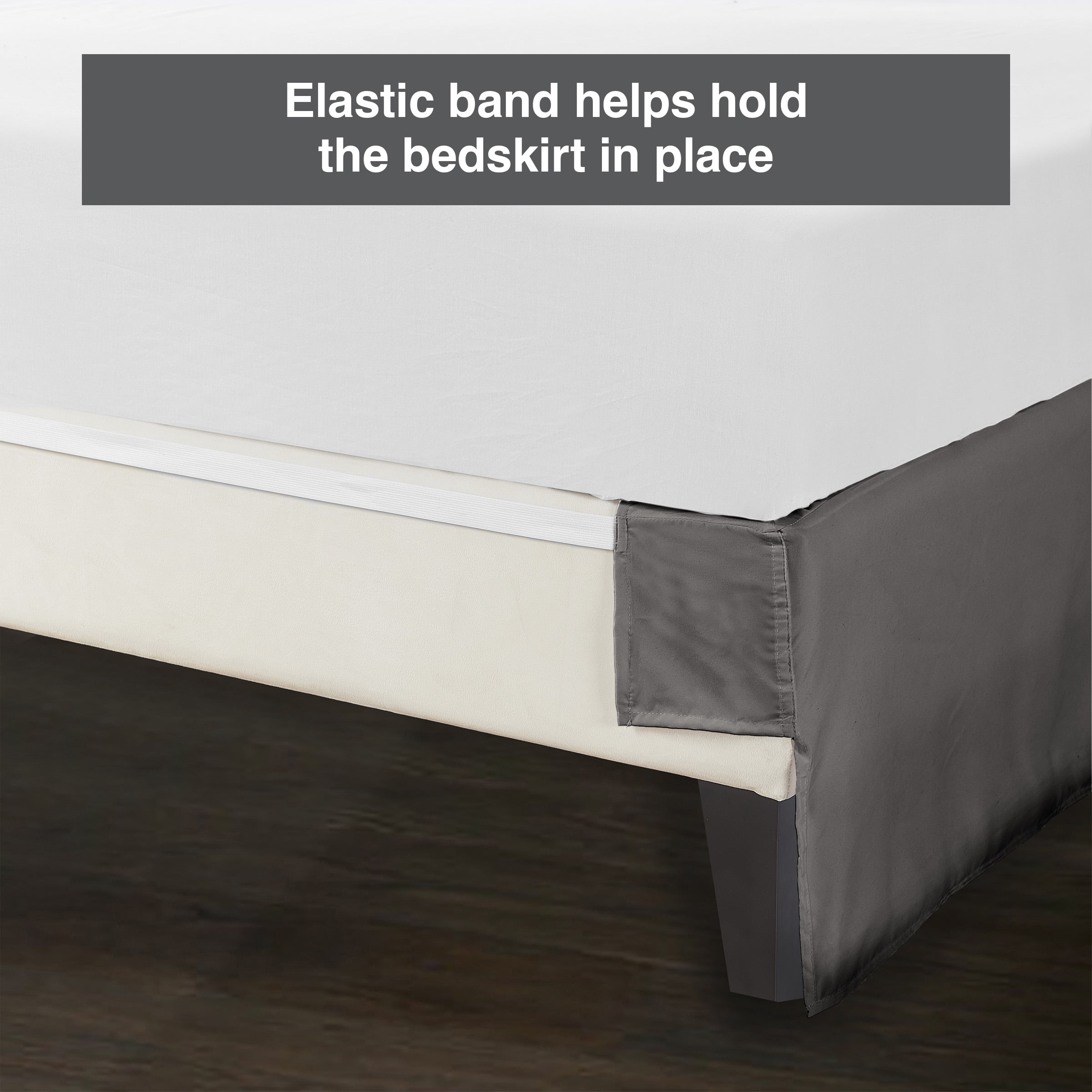 Bed Maker’s Never Lift Your Mattress Bed Skirt for Adjustable Beds, Split Corners, 15 Inch Drop Length, King, Dark Grey