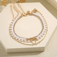 thumbnail image 3 of Grofry 4 Pcs Luxurious Gold Bracelets Rhinestones Hollow Heart Jewelry Sets Dainty Alloy Pearl Bracelet Gifts for Women Girls, 3 of 8