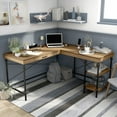 thumbnail image 4 of Furniture of America Diego L-shaped Wooden Desk in Brown Oak, 4 of 10