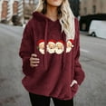 thumbnail image 4 of Christmas Womens Fuzzy Hoodies Oversized Sherpa Pullover Hoodie with Pockets Fluffy Fleece Sweatshirt Outwear, M Wine, 4 of 4