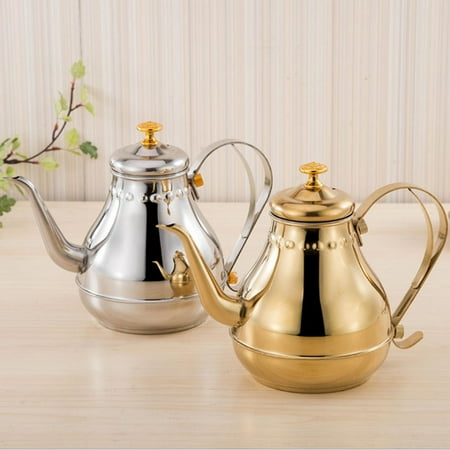 

huanledash Stainless Steel Teapot Gooseneck Pour Coffee Tea Kettle Filter Strainer Pot