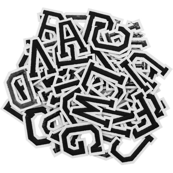 72 Pieces Iron On Letters And Numbers Patches, Black Letter Patches Alphabet Embroidered Patch A-Z, Numbers 0-9 Applique For Clothes, Dress, Hat, Socks, Jeans, DIY Accessories