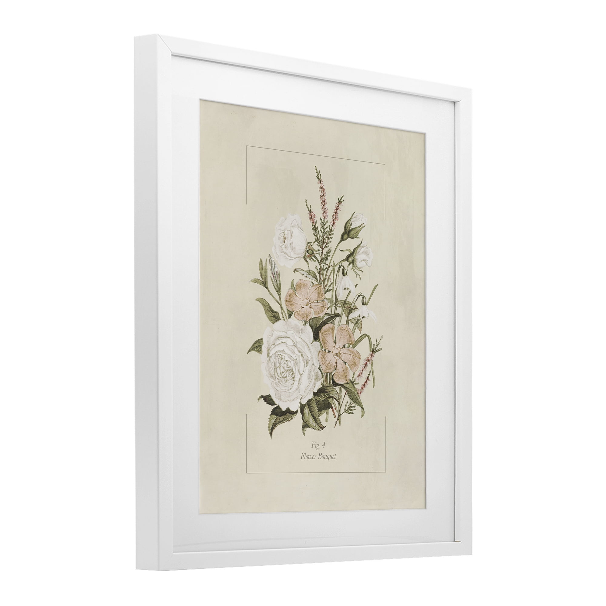 Stupell Industries Neutral & Soft Bouquet Study White Framed Print Under Glass, design by Dan Meneely