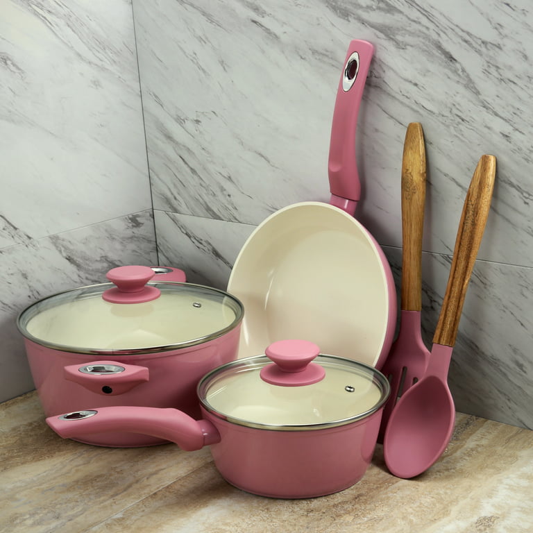7 Piece Pink Cookware Set