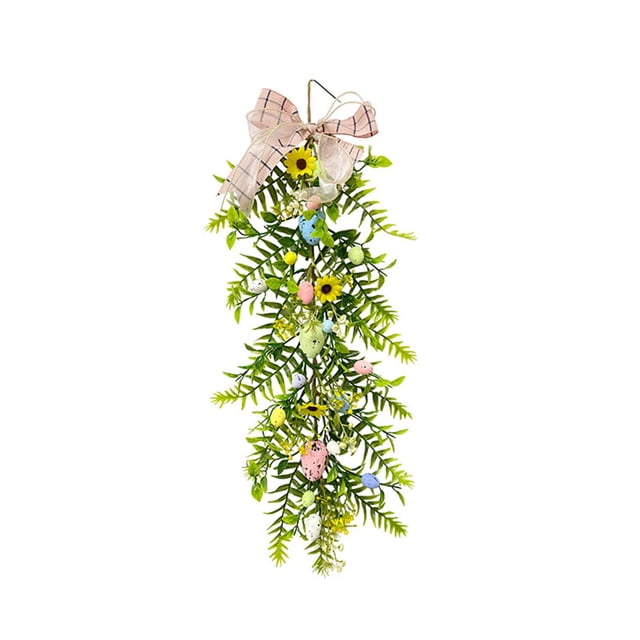 Guirnalda de Flores de Huevos de Pascua con Huevos de Colores, Decoración de de Pascua, Guirnalda de Primavera para Puerta Delantera Y Chime