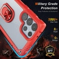 thumbnail image 3 of Dteck for Samsung S24 Ultra Case, Shockproof Crystal Clear Anti-Yellow Heavy Duty Acrylic Protective Phone Case with Magnetic Kickstand Cover, Red, 3 of 6