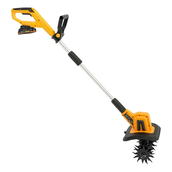 20V Cordless Tiller Cultivator, 300W Electric Garden Rototiller with 2.0Ah Battery and Charger, 58" Long Handle Power Weeder for Flower Beds & Gardens