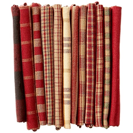 Dunroven House Homespun 12-Piece Fat Quarters, 18 by 21-Inch, Red
