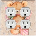 thumbnail image 1 of Metal Light Switch Wall Plate Outlet Cover (Teddy Bear Love Heart Flower Bouquet Balloon Present Tan - Double Duplex), 1 of 2