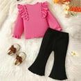thumbnail image 4 of Xyant Baby Girl Clothes Infant Toddler Girl Fall Winter Outfit Long Sleeve Shirts Top Rufffle Pants Little Girls Clothes (Hot Pink,2-3 Years), 4 of 7