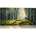 thumbnail image 1 of Forest-themed wall decoration painting - fabric wall decoration item - green tree fabric-printed art piece - decorative item for living room, 1 of 6