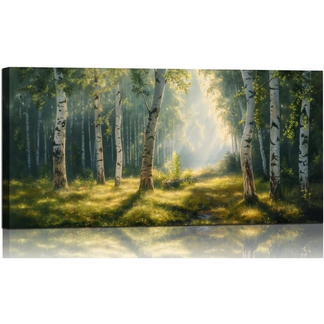 Forest-themed wall decoration painting - fabric wall decoration item - green tree fabric-printed art piece - decorative item for living room