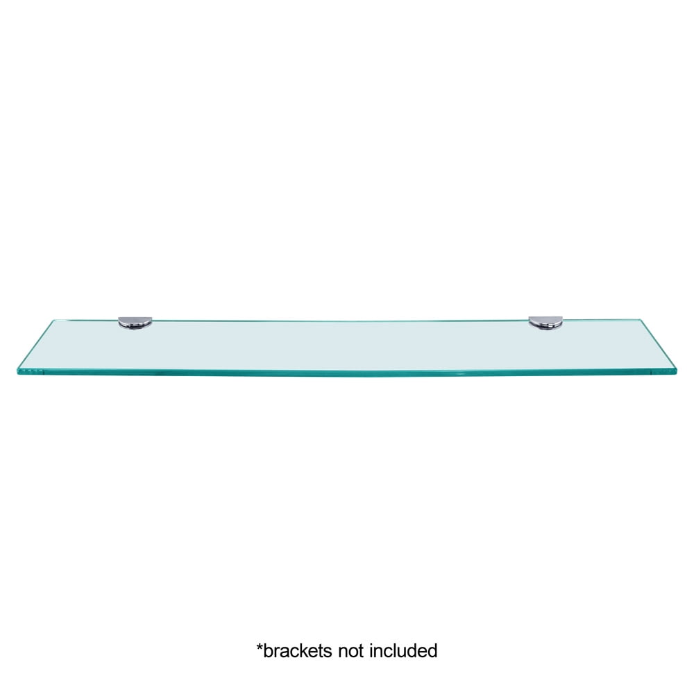 Dulles Glass 6" x 33" Rectangle Floating Glass Shelf - Shelf Only - Tempered - 3/8" Thick - Flat Polished