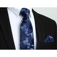 thumbnail image 4 of HISDERN Men Floral Ties Woven Classic 3.4" Necktie Set Formal tie Pocket Square for Wedding with Handkerchief Gift Box, 4 of 8