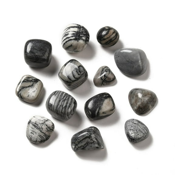 Natural Black Netstone Beads Tumbled Stone Vase Filler Gems No Hole/Undrilled 17~30x15~27x8~22mm