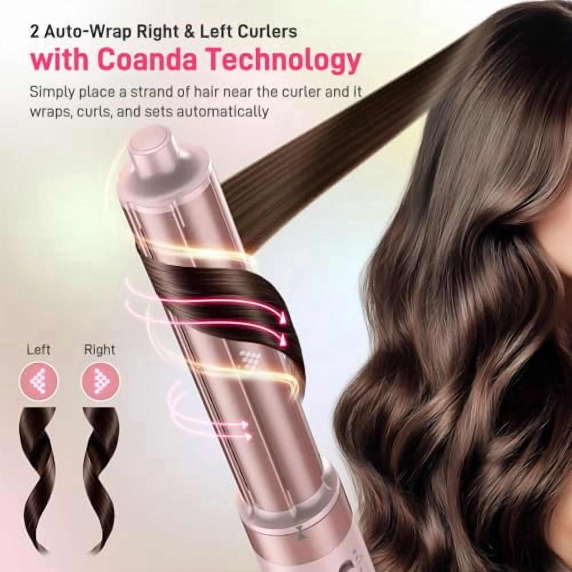 5 in 1 Hair Dryer Brush with Fast Drying Blow Dryer, Dual Voltage Hot Air Styler Wrap, Styling, Straightening & Volumizing with Travel Bag - Pink