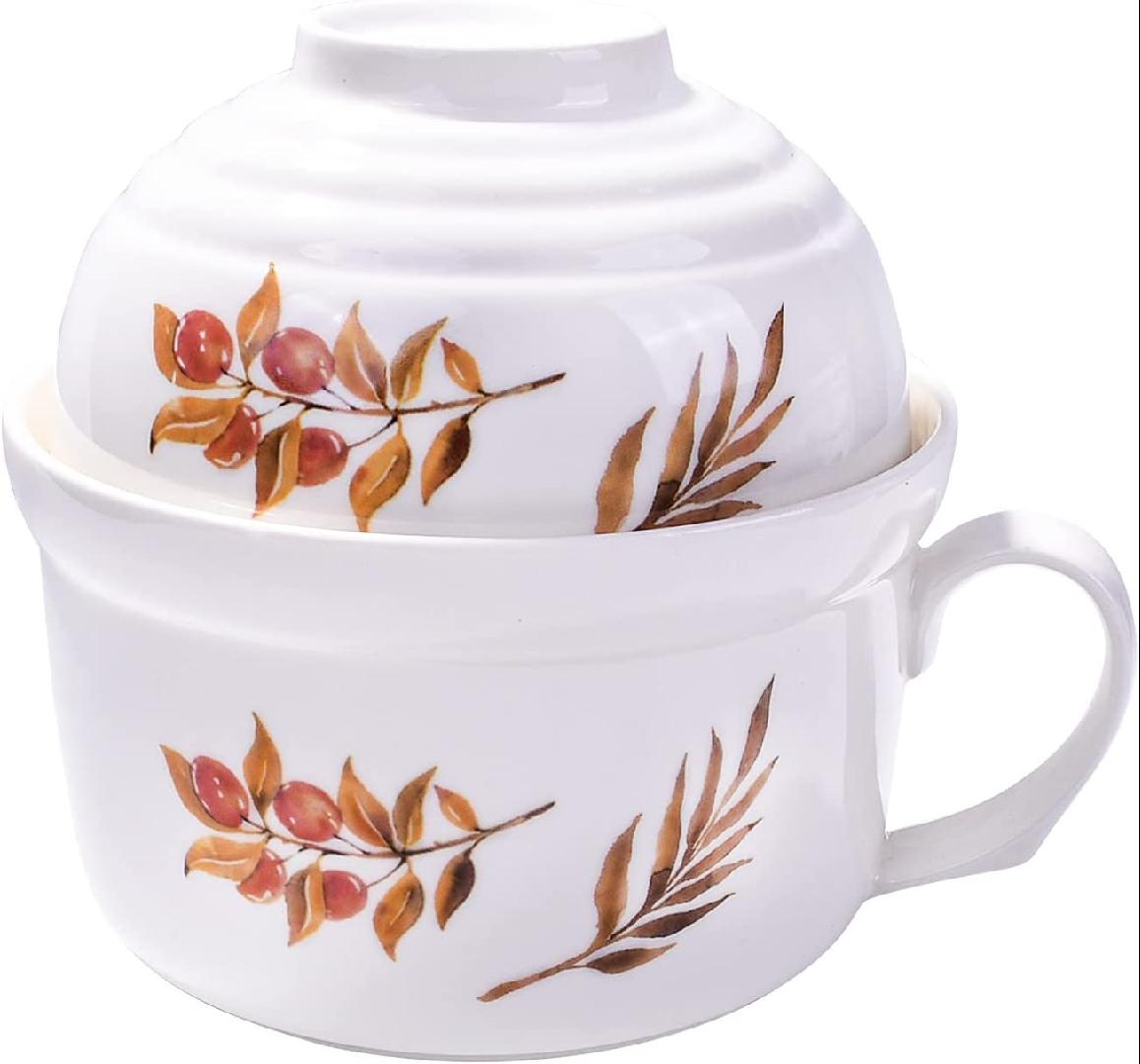 Soup Bowls with Lid and Handle, Microwave Bowls for Instant Noodle