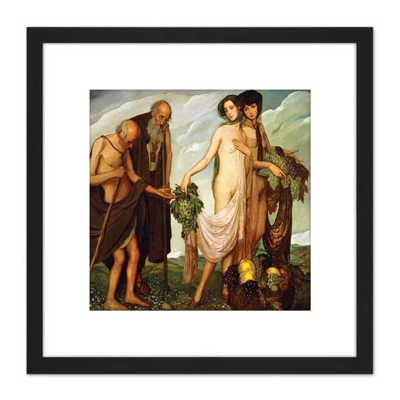 Angel Zarraga The Gift 8X8 Inch Square Wooden Framed Wall Art Print Picture with Mount