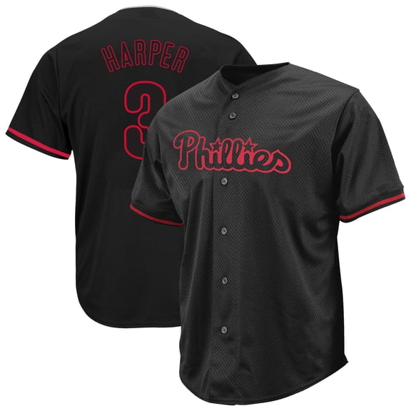 Men's Profile Bryce Harper Black Philadelphia Phillies Big & Tall Pop Fashion Jersey