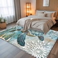 thumbnail image 5 of 5x8 Area Rugs, Sea Turtle Coastal Non-Skid Rubber Backing Large Rectangle Rugs - Living Room Bedroom Home Office, Summer Beach Teal Coral Starfish Indoor Floor Mat Carpets Washable Rug, 5 of 9
