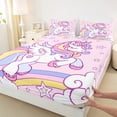 thumbnail image 3 of Homewish Kids Children Kawaii Unicorn Full Size Sheets 4-Piece,Cartoon Animal Breathable Bed Sheets,Cute Rainbow Lightweight Sheet Sets,Super Cozy Room Decor, 3 of 7