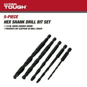 Hyper Tough 5-Piece1/4-inch Hex Shank Drill Bit Set, Black Oxide