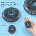 thumbnail image 3 of Pill Organizer, Black Round 7 Day Weekly Portable 1 Count Pill Box, 3.5 Inch Lightweight Round Donut Shaped Daily Medicine Container for Travel Home Pocket Purse to Store Vitamins Supplements Medicat, 3 of 5