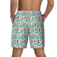 thumbnail image 3 of Sigee Cute Corgi Head Print Mens Swim Trunks with Compression Liner Quick Dry Swim Stretch Beach Shorts with Pockets,S-3XL, 3 of 7