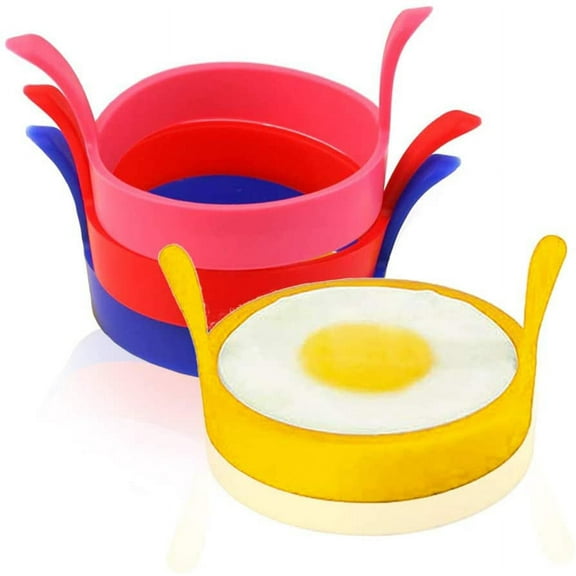 Yirtree 4 Pcs Kitchen Cooking Silicone Fried Oven Poacher Pancake Egg Poach Ring Mould
