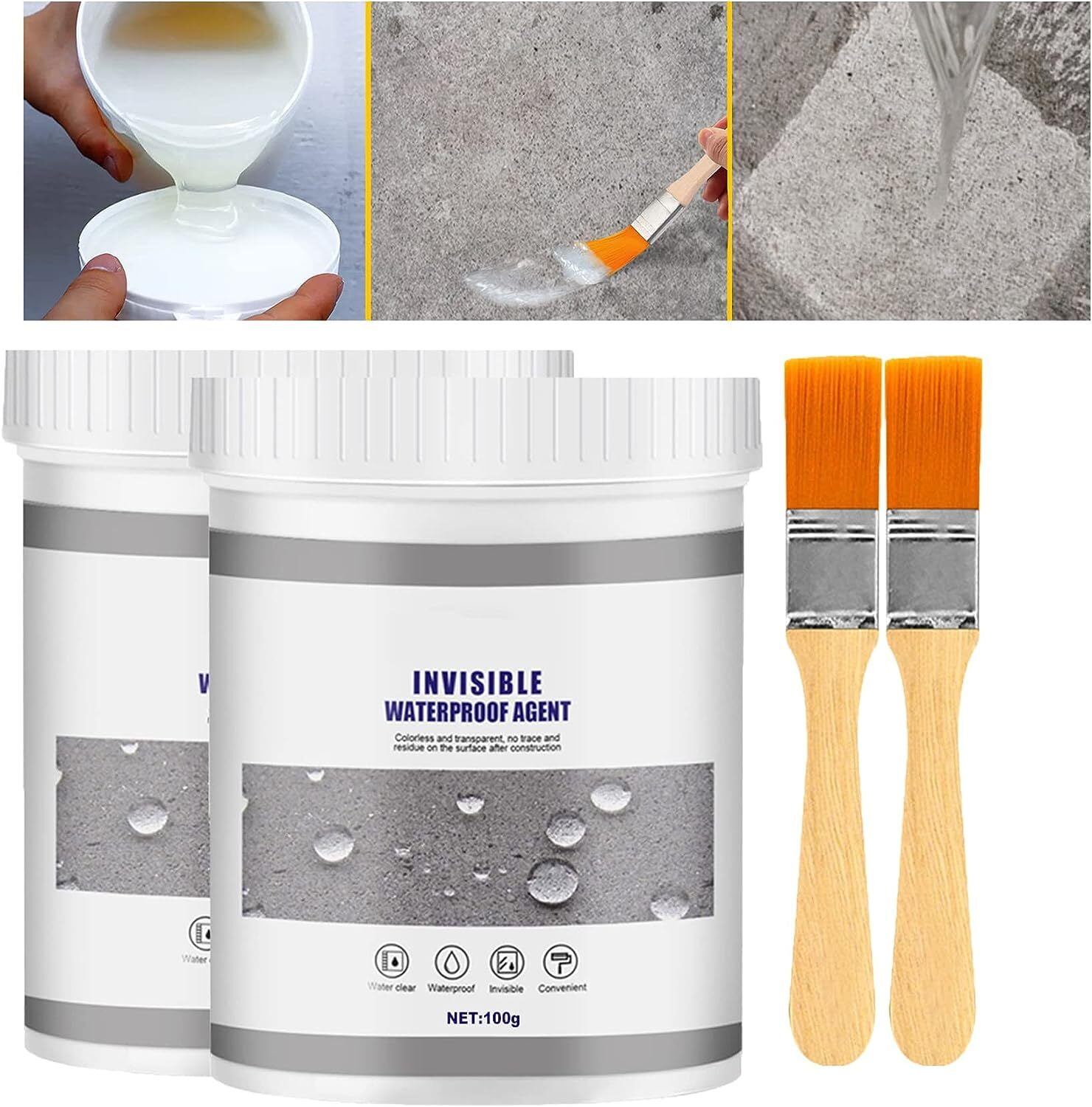 Clear Silicone Sealant Waterproof, Invisible Waterproof Sealant, Clear  Silicone Sealant Waterproof, Repair Leaks Anywhere In Seconds (100g,2pcs) 