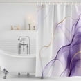 thumbnail image 4 of Marble Purple Waterproof Fabric Shower Curtain,Gold White Modern Gradient Ocean Ripple Waterproof Fabric Shower Curtain for Bathroom Curtains Bathtubs Shower Curtains with 12 Hooks Stall 54x78in, 4 of 8