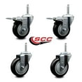 thumbnail image 2 of 4 Inch Black Poly Swivel 5/8 Inch Threaded Stem Caster Set 2 Total Lock Brakes, 2 of 2