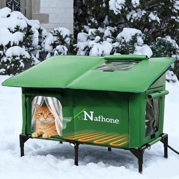 Casa para Gatos Calefaccionada Nafhone Extra Grande Aislada para Exterior