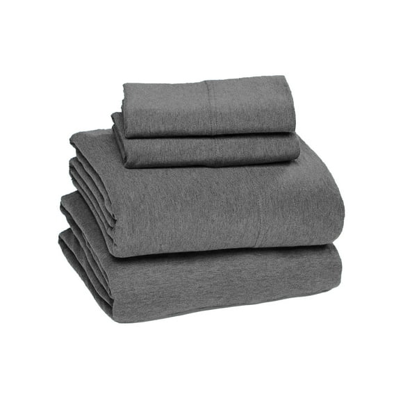 Sleepdown 100% Cotton Jersey Knit Sheets Twin XL, 3 Piece Bed Sheets Soft Breathable Deep Pocket Jersey Bed Sheet Set, Charcoal