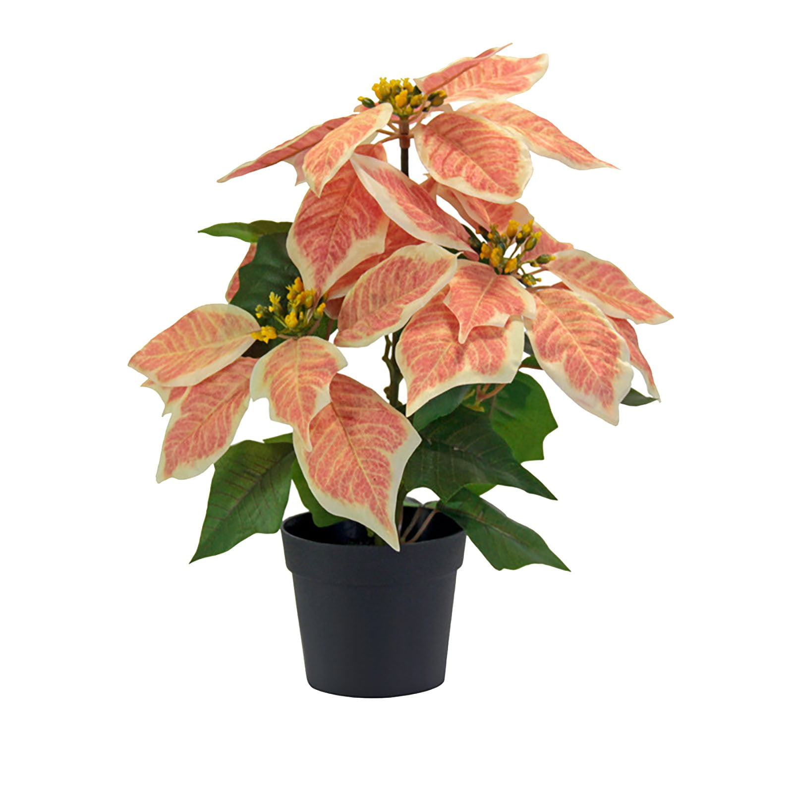 Mini Poinsettias Artificial Plants with Pot, 12.6" Faux Small Christmas Flowers in Pot for Home Office Tabletop Indoor Christmas Decorations