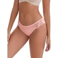 thumbnail image 4 of INSPIRE CHIC Women's Lace Low Rise Butt-Lifting Ribbed Briefs Comfortable Breathable Panties XL Light Red, 4 of 4