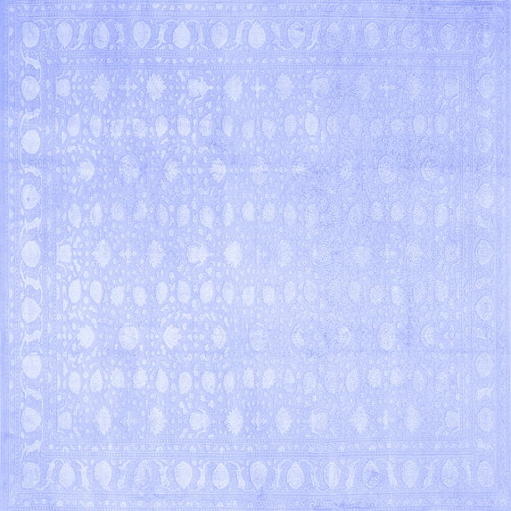 Ahgly Company Machine Washable Indoor Square Persian Blue Traditional Area Rugs, 5' Square