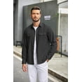 thumbnail image 3 of COOFANDY Mens Long Sleeve Button Down Shirts Casual Dress Shirt Lightweight Shacket with Two Pockets, 3 of 5