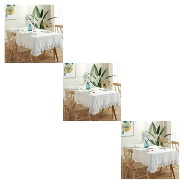Guardoinrt Easy Care Rectangular Tablecloth Sturdy And Durable Ensures Easy Maintenance white 140*140CM 3Set