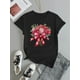 thumbnail image 3 of Valentine'S Day Floral Applique Women'S Short Sleeve T-Shirt, Casual Crew Neck, Polyester Knit Fabric, Regular Length, with Rose Bouquet Graphic Print, for Summer Wear - 1206, 3 of 6