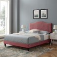 thumbnail image 2 of Tufted Platform Bed Frame, King Size, Velvet, Pink, Modern Contemporary Urban Design, Bedroom Master Guest Suite, 2 of 10