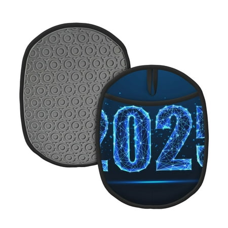 

Lukts 2025 Happy New Year 5 Print Silicone Pot Mat Mitten With Hanging Loop Heat Resistant Oven Mitts Non-Slip Bbq Baking Smoking Potholders
