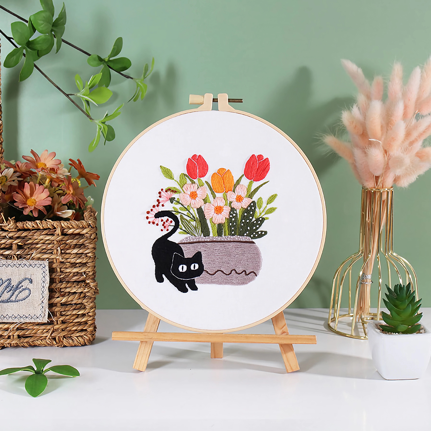 RidaaFri Embroidery Kit for Beginners, 3-Set Cat Patterns photo 4