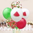 thumbnail image 4 of Globo de látex de sandía de 12 pulgadas con forma de fruta de verano para decoración de fiesta hawaiana (3 globos de melón + 6 globos de color sólido + 3 globos de lentejuelas + 2 cintas), 4 of 6