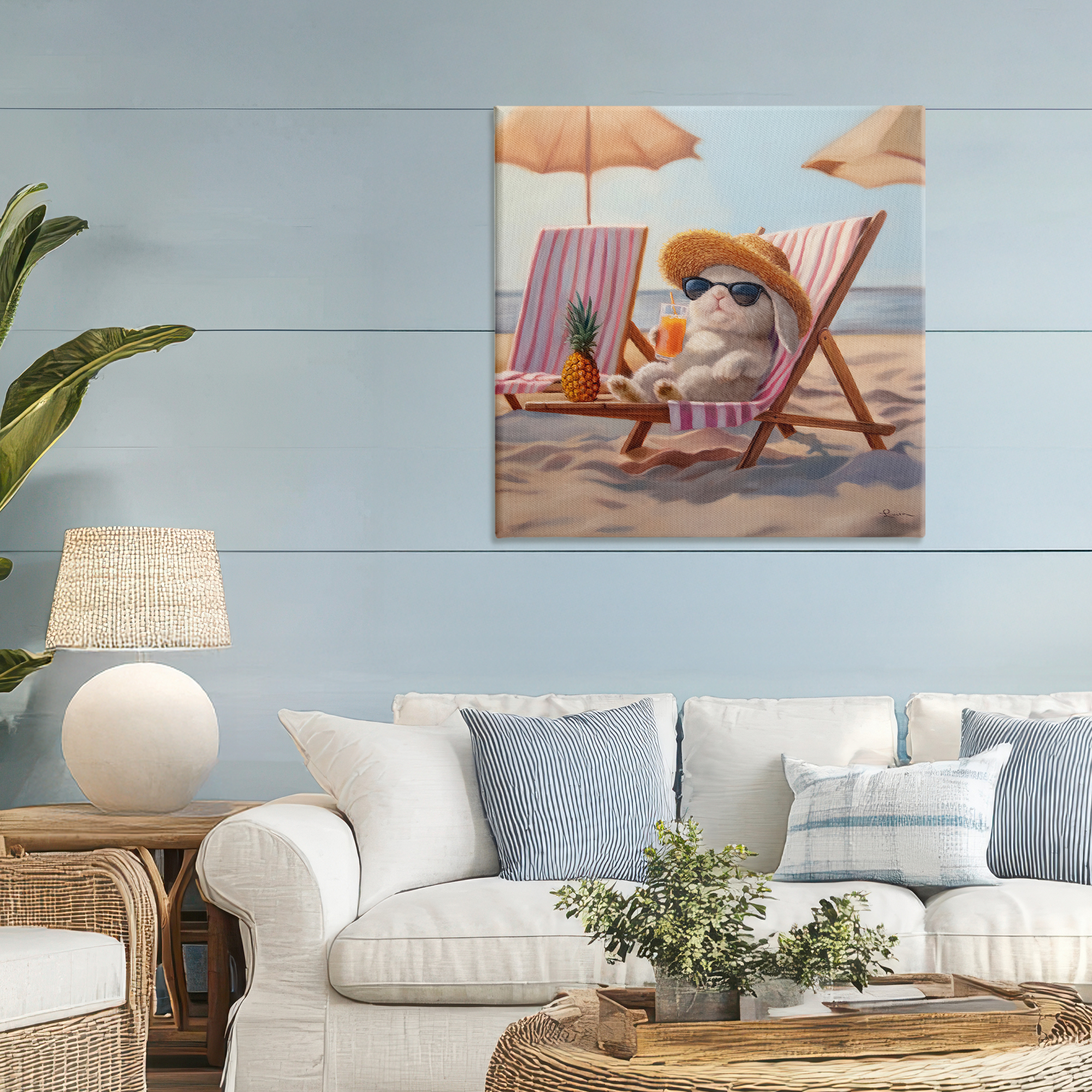 Beach Bun Relaxation Canvas Wall Art, design by Lucia Heffernan