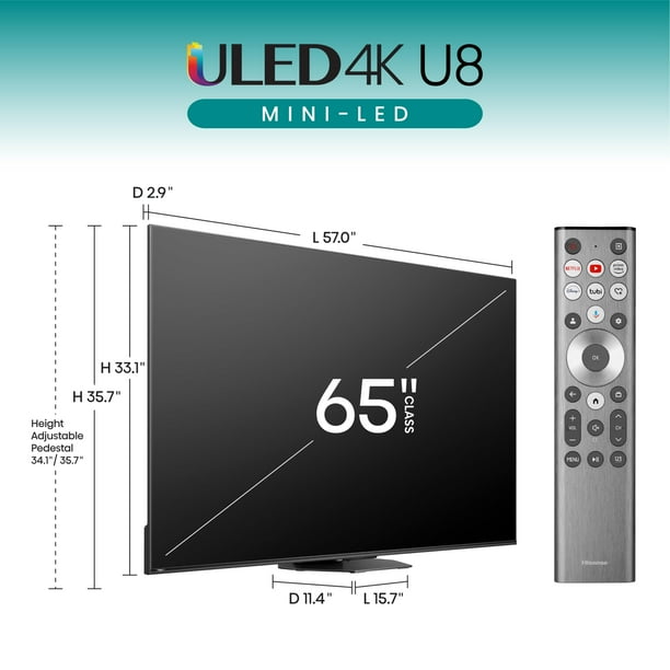 Hisense 65V型 65U8N 4K mini LED 2024年モデル Amazon | ハイセンス 65V型 65U8N 4K Mini LED 量子ドット ダブル録画