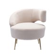 thumbnail image 4 of Accent Chairs, Barrel Chairs with Golden Feet, Polyester Upholstered Sofa Chair, Modern Club Chair for Living Room Bedroom Waiting Room Reception Room, Beige Right, 4 of 9
