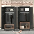 thumbnail image 4 of Metal Wardrobe Cabinet with Hanging Rod, 71" Wardrobe Closet with 2 Doors and Adjustable Shelves, Black Armoire Wardrobe Closet for Bedroom, Laundry Room Assembly Required (71" H-1, Black), 4 of 9